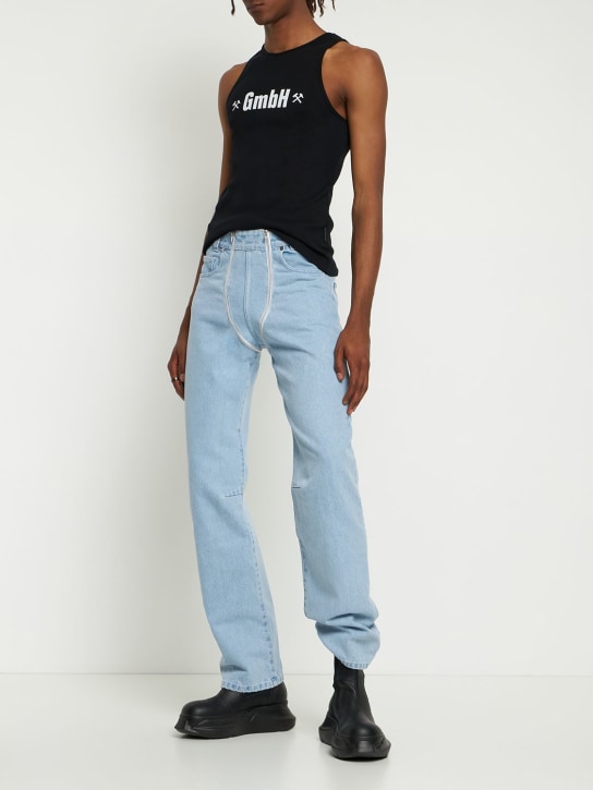 GmbH: Logo print organic cotton tank top - Black/White - men_1 | Luisa Via Roma