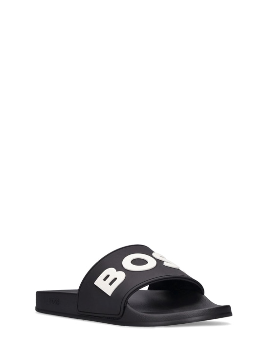 Boss: Logo slide sandals - Black - men_1 | Luisa Via Roma