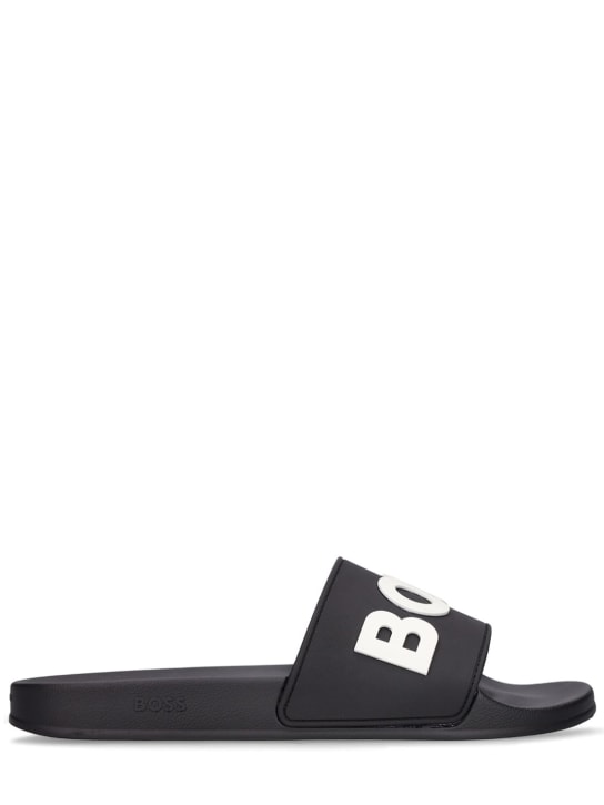 Boss: Logo slide sandals - Black - men_0 | Luisa Via Roma