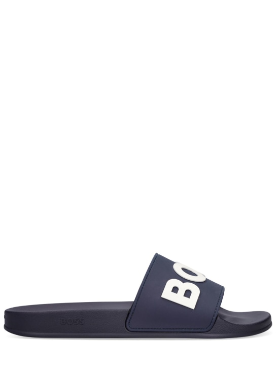 Boss: Logo slide sandals - Koyu Mavi - men_0 | Luisa Via Roma