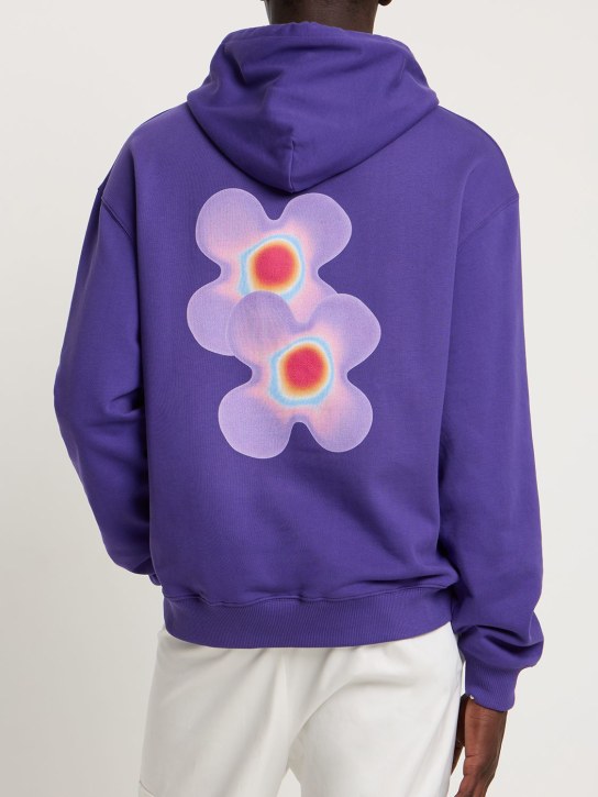 Bluemarble: Sweat-shirt en coton imprimé fleurs à capuche - Violet - men_1 | Luisa Via Roma
