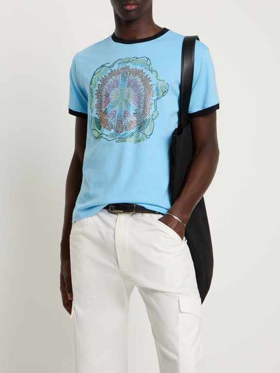 Bluemarble: ボウリングコットンTシャツ - ブルー - men_1 | Luisa Via Roma