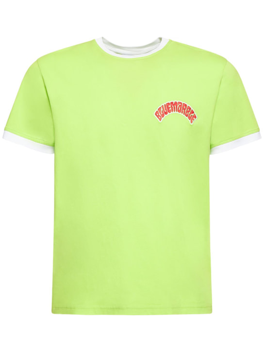 Bluemarble: T-shirt en coton à logo - Vert Citron - men_0 | Luisa Via Roma