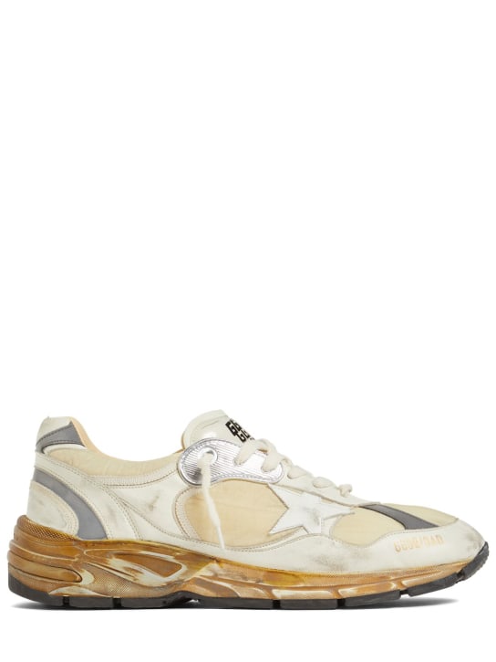 Golden Goose: Running Dad leather & nylon sneakers - White/Beige - men_0 | Luisa Via Roma