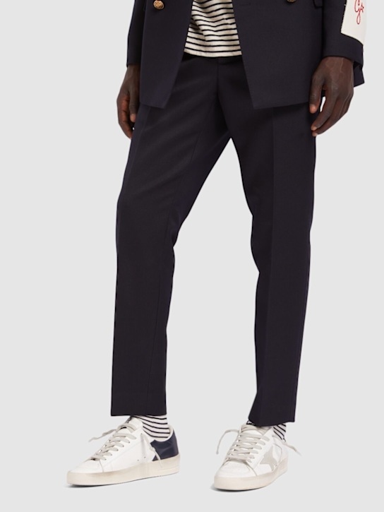 Golden Goose: Sneakers Stardan in pelle e camoscio - Bianco/Navy - men_1 | Luisa Via Roma