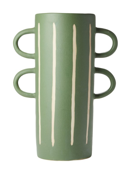 The Conran Shop: Grand vase rayé résistant à la cire avec poignées - Vert - ecraft_0 | Luisa Via Roma