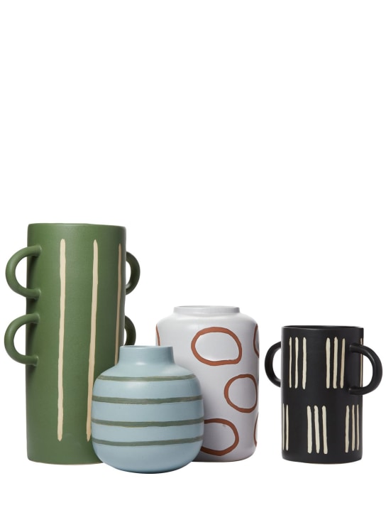 The Conran Shop: Wax resist striped tall vase w/ handles - Green - ecraft_1 | Luisa Via Roma