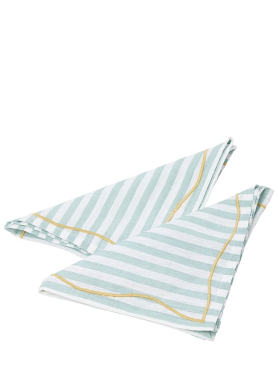 The Conran Shop: Set of 2 Le Sol striped napkins - Green - ecraft_0 | Luisa Via Roma