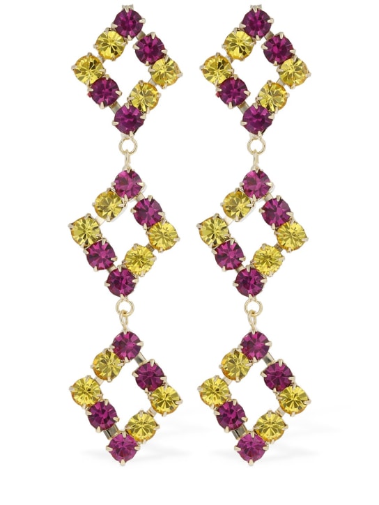 Rosantica: Sophia crystal drop earrings - Yellow/Fuchsia - women_0 | Luisa Via Roma