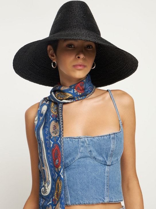 Janessa Leone: Tinsley raffia straw hat - Black - women_1 | Luisa Via Roma