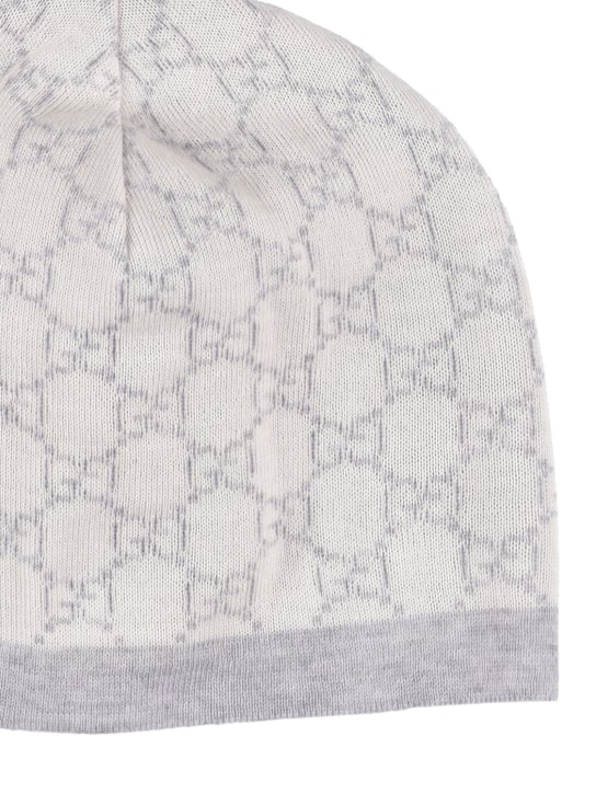 Gucci: GG wool knit hat - Ivory/Grey - kids-girls_1 | Luisa Via Roma