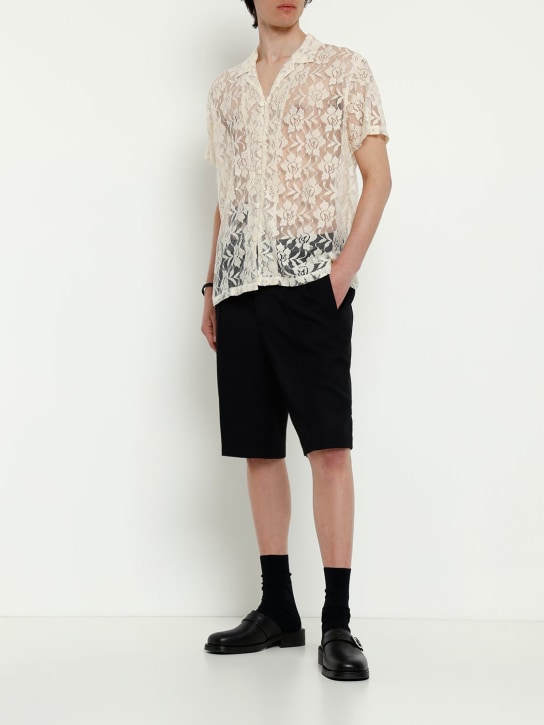 Harago: Cotton lace s/s shirt - White - men_1 | Luisa Via Roma