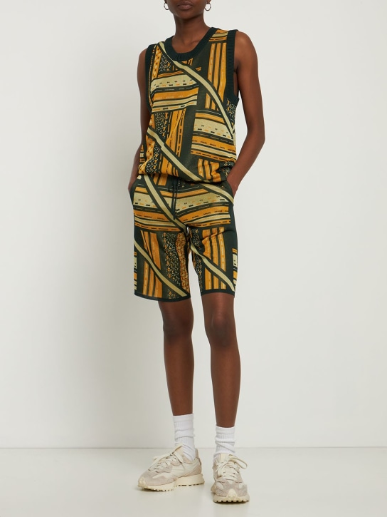 Ahluwalia: SHORTS AUS VISKOSEJACQUARD - Grün/Gelb - women_1 | Luisa Via Roma