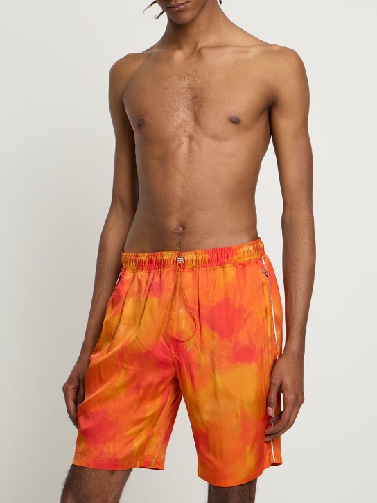 Ahluwalia: Viscose running shorts - Orange - men_1 | Luisa Via Roma