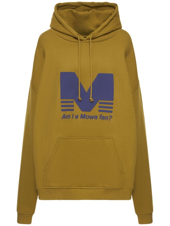 Mowalola: Sweat oversize en coton imprimé logo à capuche - Kaki - women_0 | Luisa Via Roma