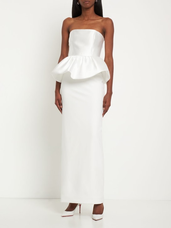 Solace London: Maddison twill maxi dress w/ ruffle - women_1 | Luisa Via Roma