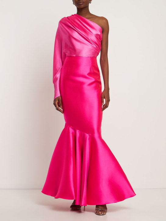 Solace London: Gonna lunga Felicity in twill - Fucsia - women_1 | Luisa Via Roma