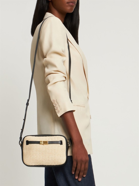 DeMellier: New York raffia & leather crossbody bag - Natural Black - women_1 | Luisa Via Roma