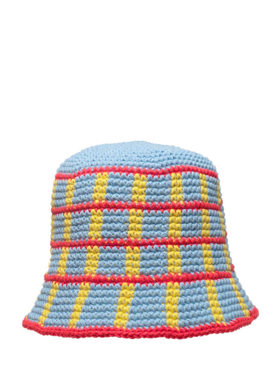 Memorial Day: Plaid crochet bucket hat - Blue/Multi - women_0 | Luisa Via Roma