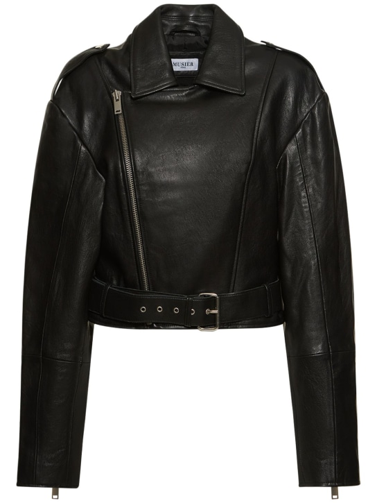 Musier Paris: Kelsey leather biker jacket - women_0 | Luisa Via Roma