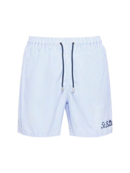 Mc2 Saint Barth: Striped print seersucker swim shorts - men_0 | Luisa Via Roma