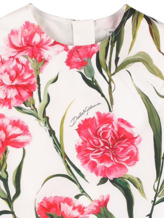 Dolce&Gabbana: KLEID AUS BAUMWOLLPOPELINE MIT DRUCK - Weiß/Rosa - kids-girls_1 | Luisa Via Roma