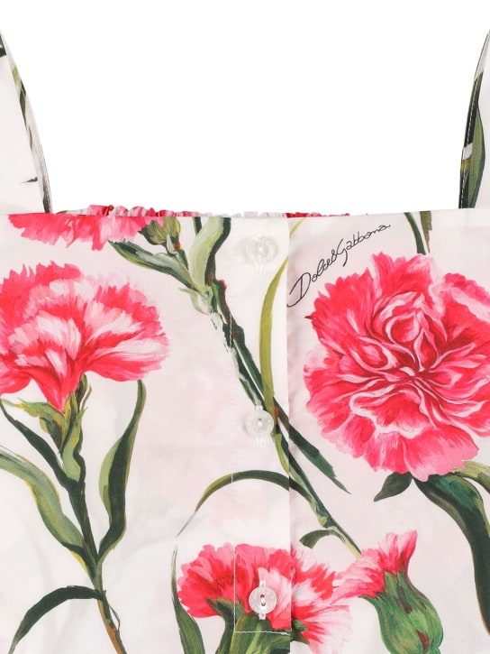 Dolce&Gabbana: Crop top in popeline stampato - Bianco/Rosa - kids-girls_1 | Luisa Via Roma