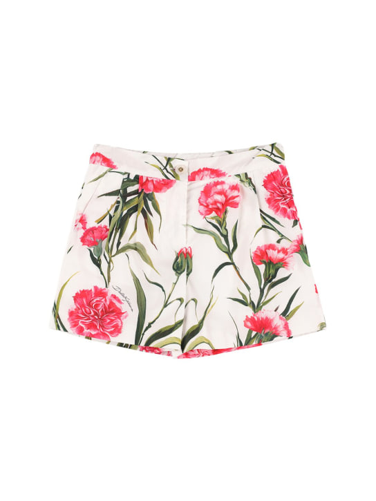 Flower printed cotton poplin shorts - Dolce&Gabbana - Girls | Luisaviaroma