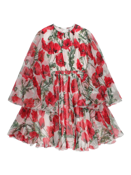 Dolce&Gabbana: 印花真丝雪纺迷笛连衣裙 - 多色 - kids-girls_0 | Luisa Via Roma