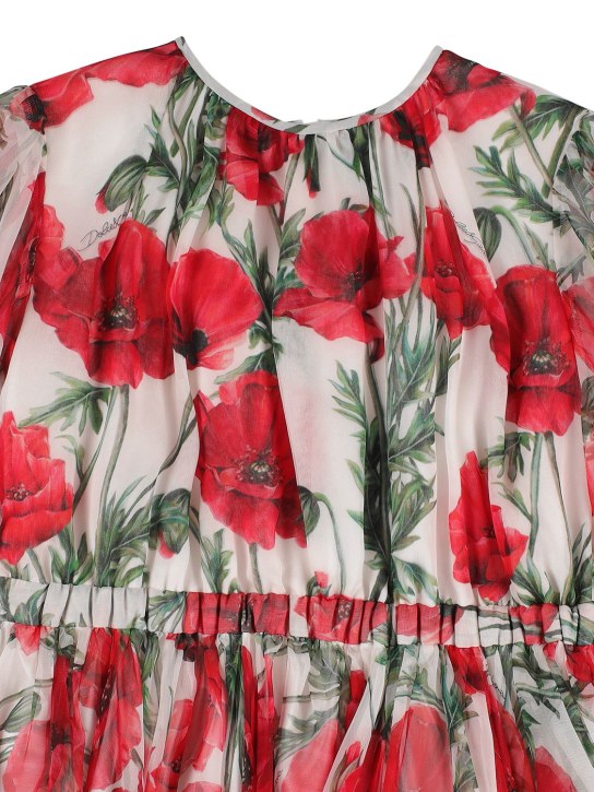 Dolce&Gabbana: 印花真丝雪纺迷笛连衣裙 - 多色 - kids-girls_1 | Luisa Via Roma