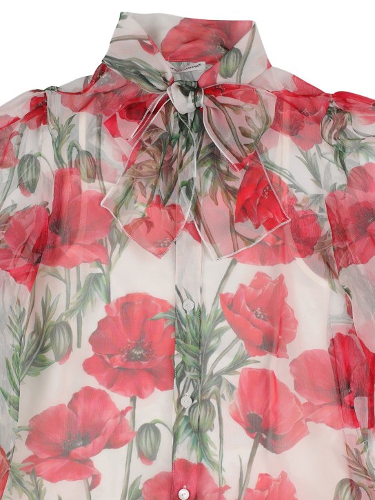 Dolce&Gabbana: Camisa de chifón de seda con estampado floral - Multicolor - kids-girls_1 | Luisa Via Roma