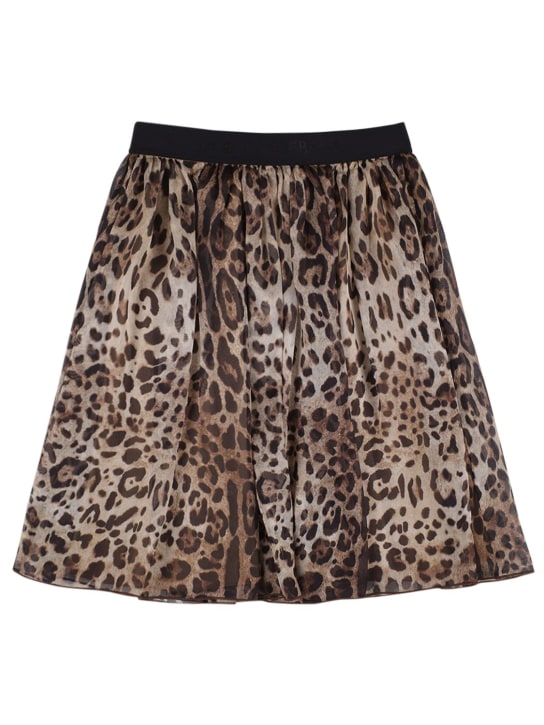 Dolce&Gabbana: Printed silk chiffon midi skirt - Brown/Black - kids-girls_0 | Luisa Via Roma