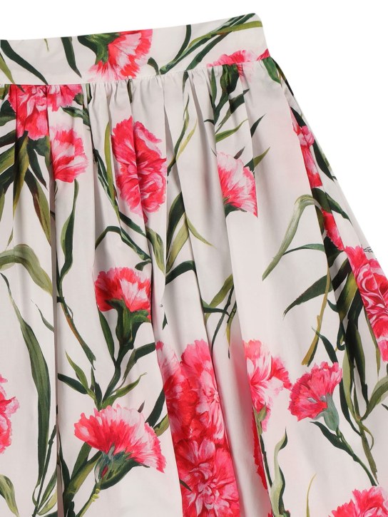 Dolce&Gabbana: 印图织棉裙幅 - 白色/红色 - kids-girls_1 | Luisa Via Roma