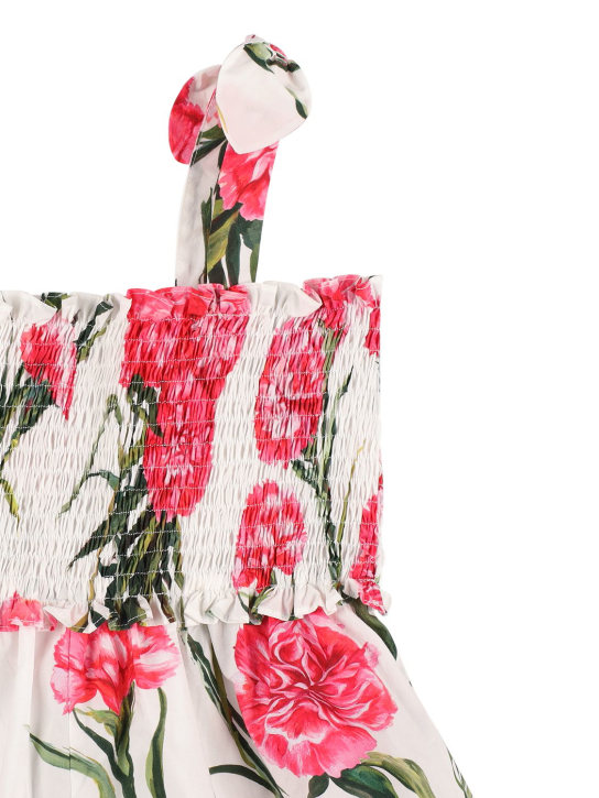 Dolce&Gabbana: 印花棉质府绸连身裤 - 白色/粉色 - kids-girls_1 | Luisa Via Roma