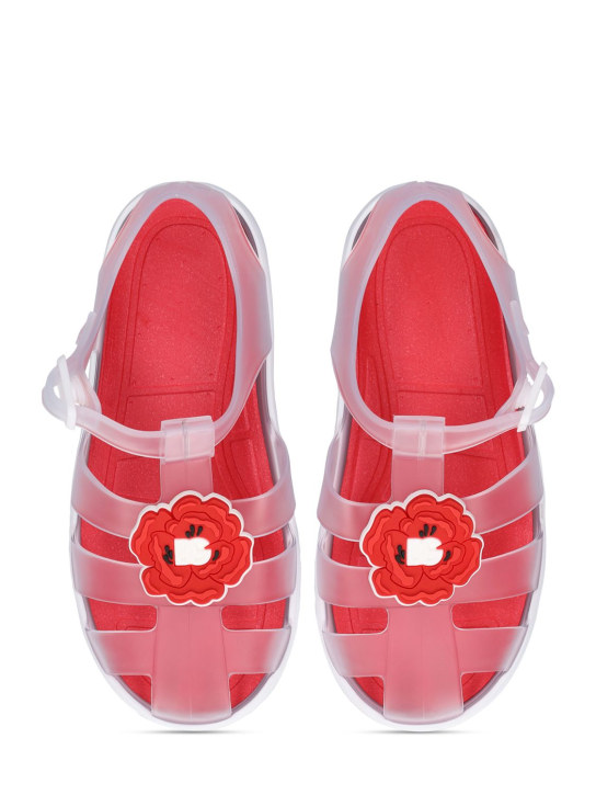 Dolce&Gabbana: Sandales méduse à logo - Rouge/Blanc - kids-girls_1 | Luisa Via Roma