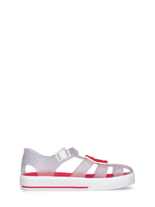 Dolce&Gabbana: Sandales méduse à logo - Rouge/Blanc - kids-girls_0 | Luisa Via Roma