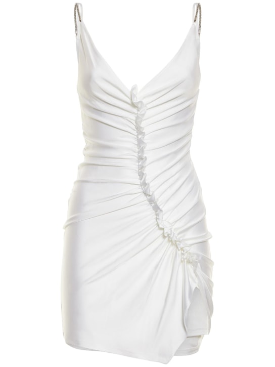 Et Ochs: Robe courte en jersey brillant à volants Cleo - Blanc Optique - women_0 | Luisa Via Roma