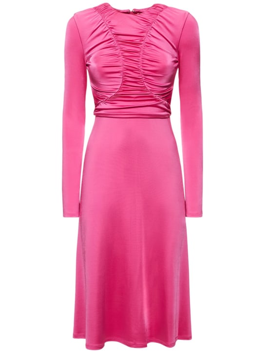 Et Ochs: Robe midi en jersey brillant ruché Keasha - Bubble Gum - women_0 | Luisa Via Roma