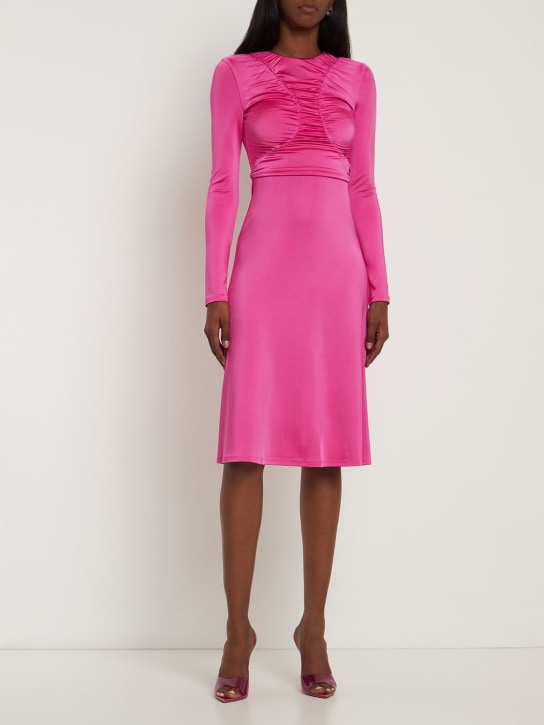 Et Ochs: Robe midi en jersey brillant ruché Keasha - Bubble Gum - women_1 | Luisa Via Roma