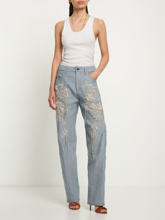 Et Ochs: Easton embellished denim mid rise jeans - Denim - women_1 | Luisa Via Roma