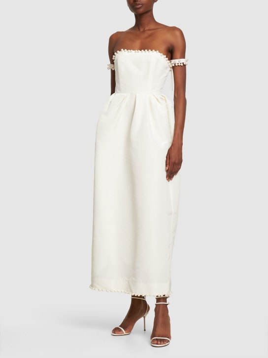 Rosie Assoulin: Vestito in faille di seta con decorazioni - Bianco - women_1 | Luisa Via Roma