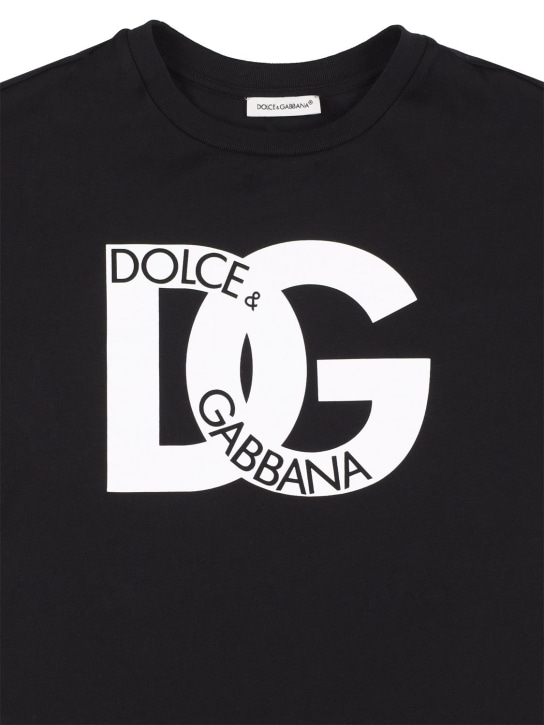 Dolce&Gabbana: Logo printed cotton jersey t-shirt - Black - kids-girls_1 | Luisa Via Roma
