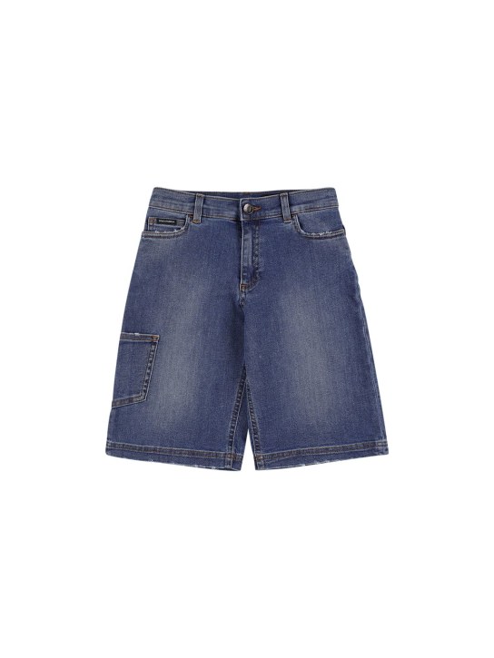 Dolce&Gabbana: Shorts de denim de algodón - Denim - kids-boys_0 | Luisa Via Roma