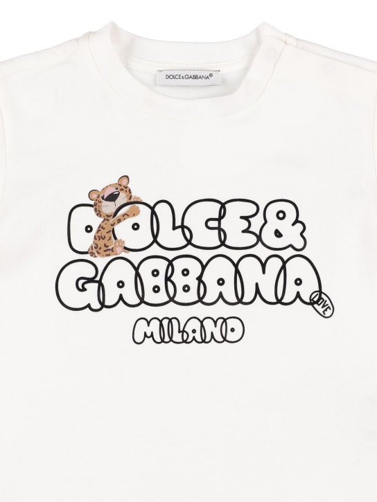 Dolce&Gabbana: Logo print cotton jersey t-shirt - White - kids-boys_1 | Luisa Via Roma