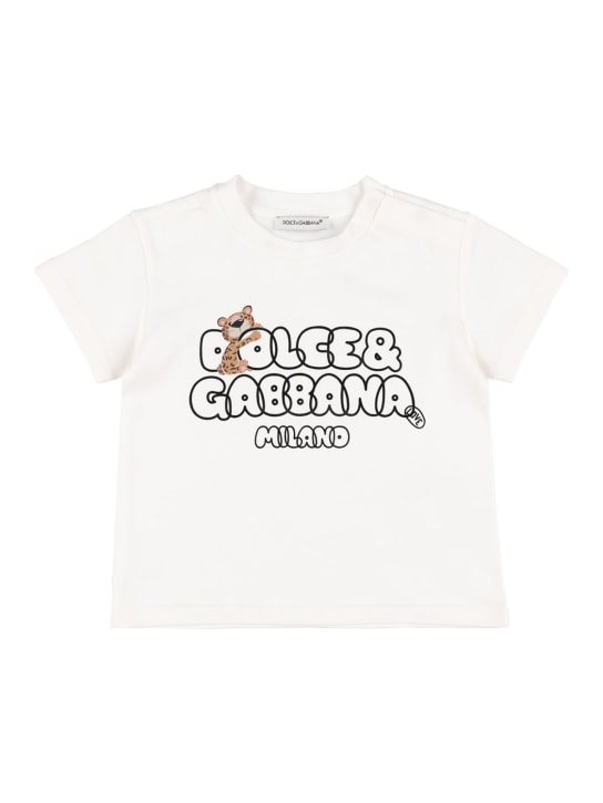 Dolce&Gabbana: Logo print cotton jersey t-shirt - White - kids-boys_0 | Luisa Via Roma