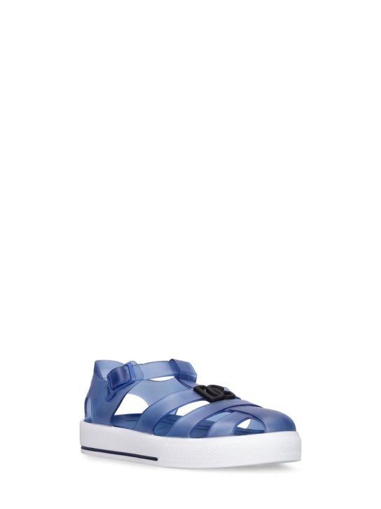 Dolce&Gabbana: Logo jelly sandals - Blue/White - kids-boys_1 | Luisa Via Roma