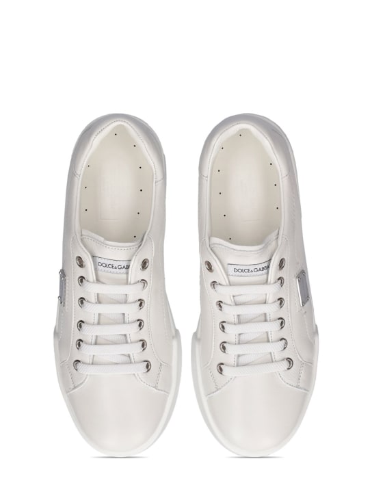 Dolce&Gabbana: レザースニーカー - ホワイト - kids-girls_1 | Luisa Via Roma
