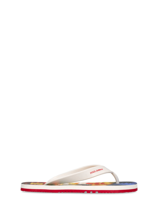 Dolce&Gabbana: Logo printed flip flops - Multicolor - kids-boys_0 | Luisa Via Roma