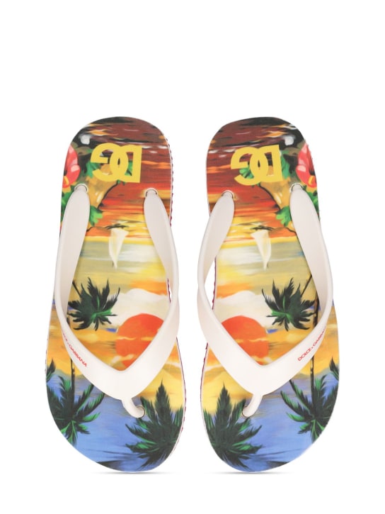 Dolce&Gabbana: Logo printed flip flops - Multicolor - kids-boys_1 | Luisa Via Roma
