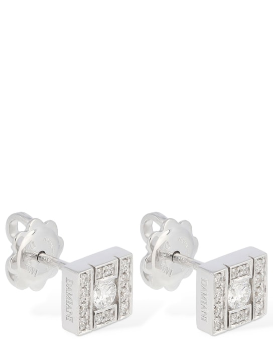 Damiani: Belle Epoque square diamond earrings - Silver/Diamond - women_2 | Luisa Via Roma